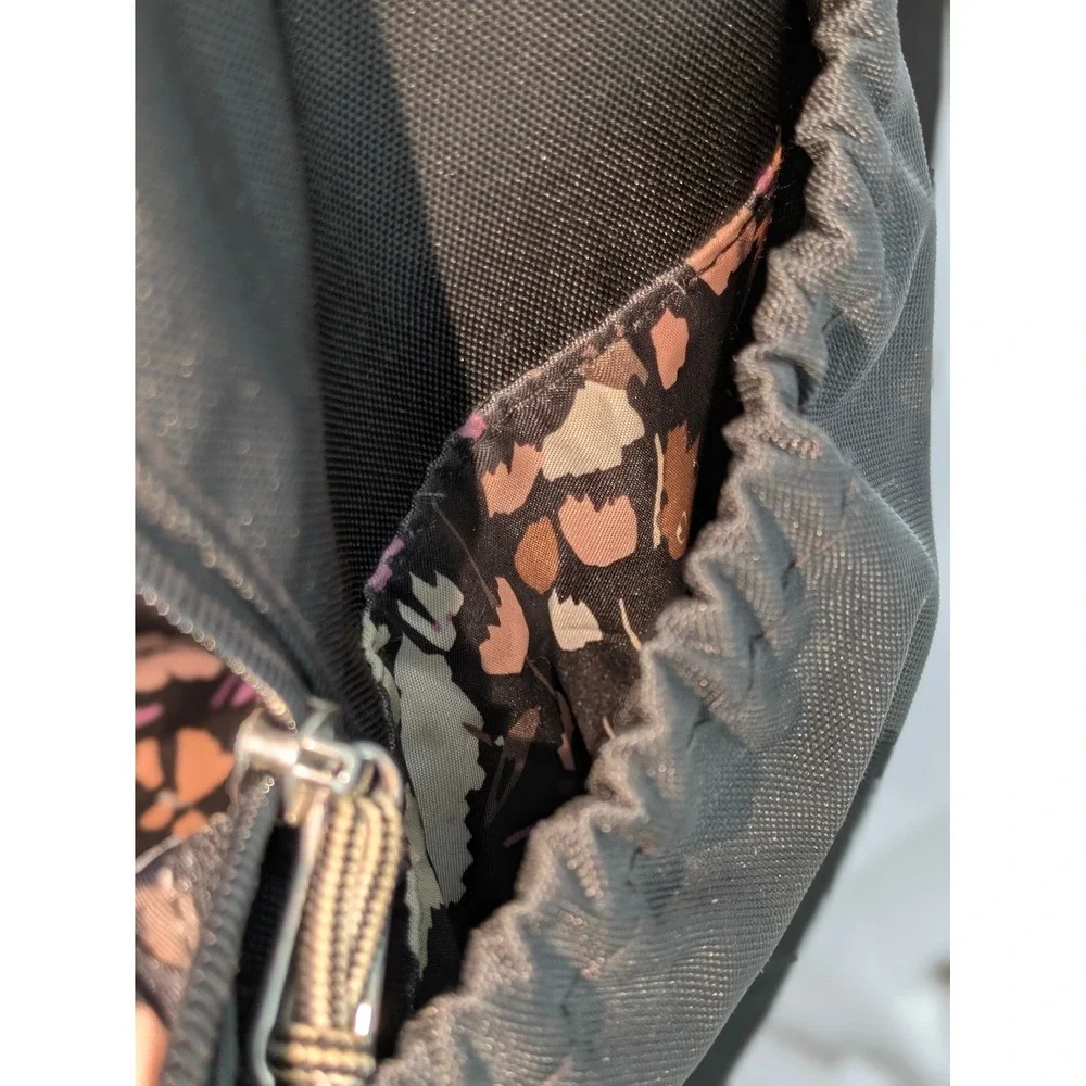 Vera Bradley Black Backpack Floral Lining Laptop Travel School Book Bag 17